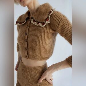 Tach Clothing x Anthropologie Cropped Felipa Cardigan Sweater Top sz S